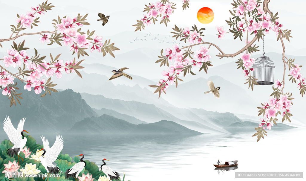意境山水背景