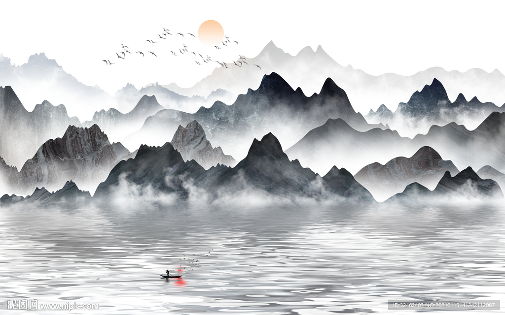 水墨山水电视背景墙