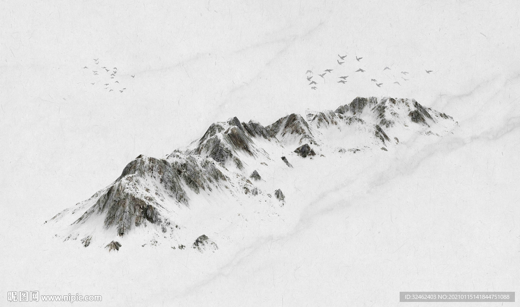 新中式水墨高山流水背景墙