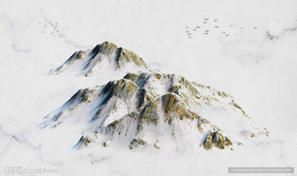 新中式水墨高山背景墙