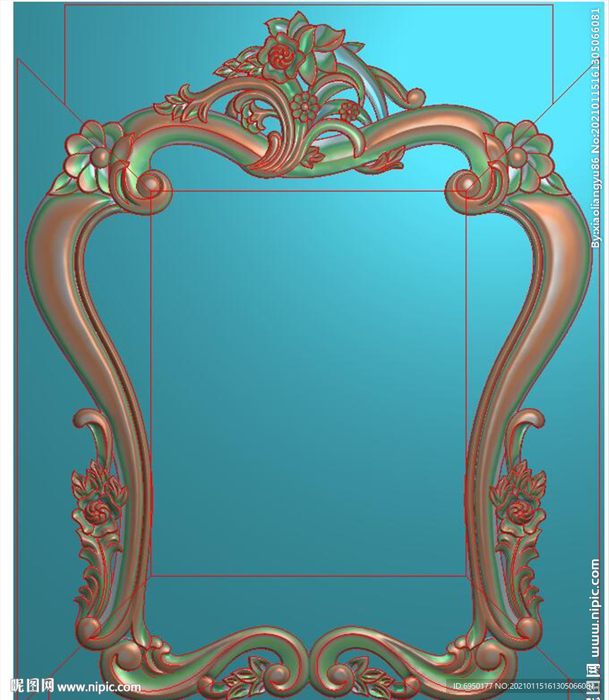 欧式玫瑰花洋花镜框边框精雕图