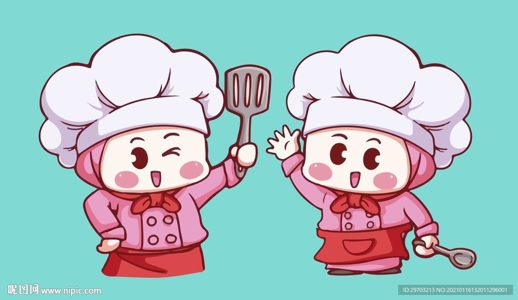 卡通美女厨师