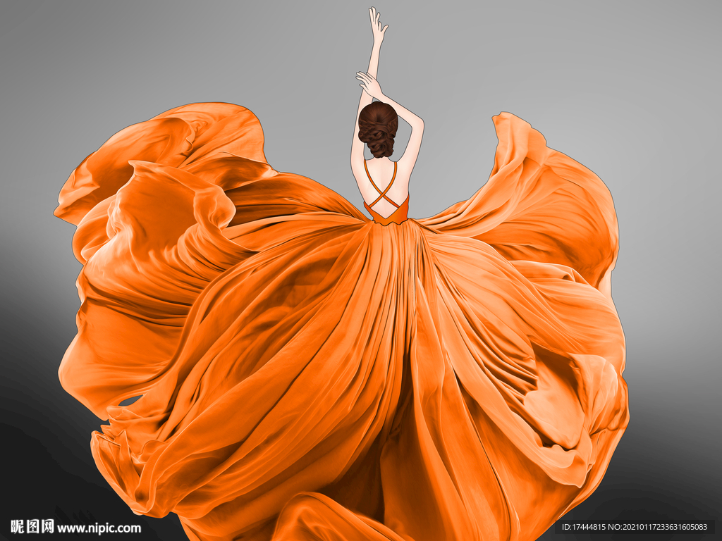 后现代抽象爱马仕橙女性装饰画