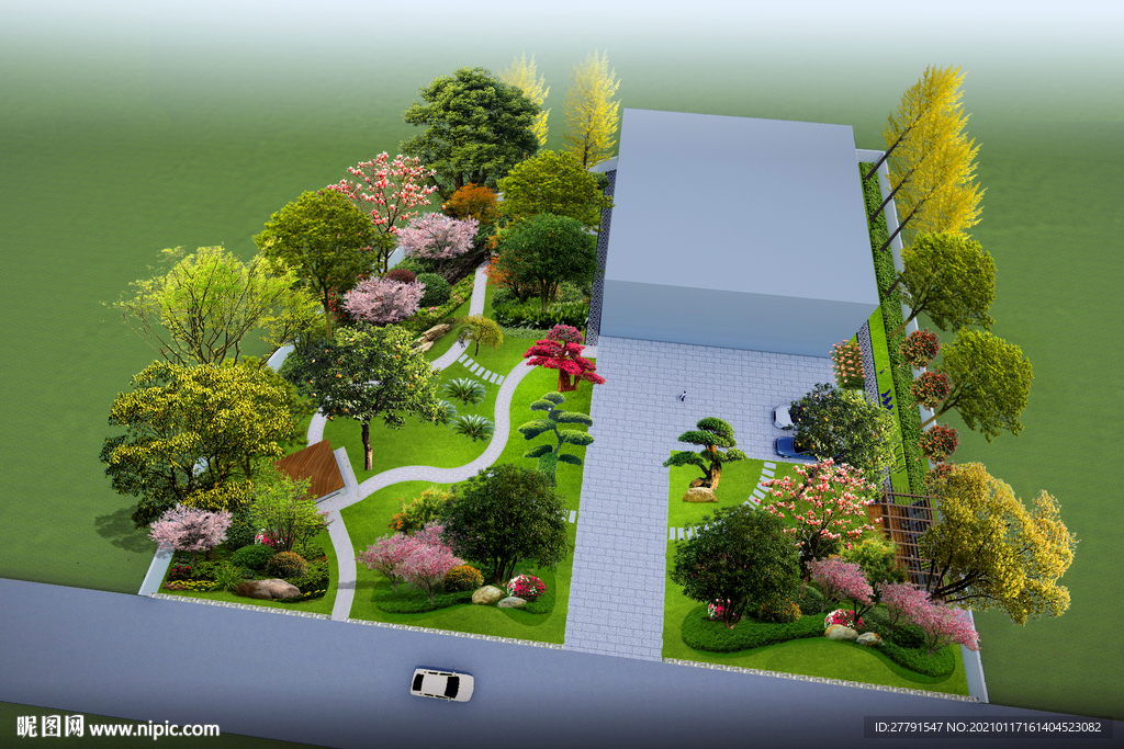 别墅庭院绿化景观设计效果图