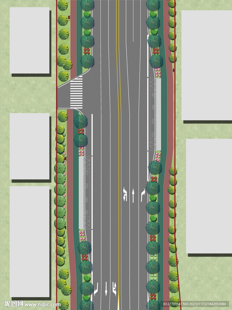道路景观设计公交站平面图