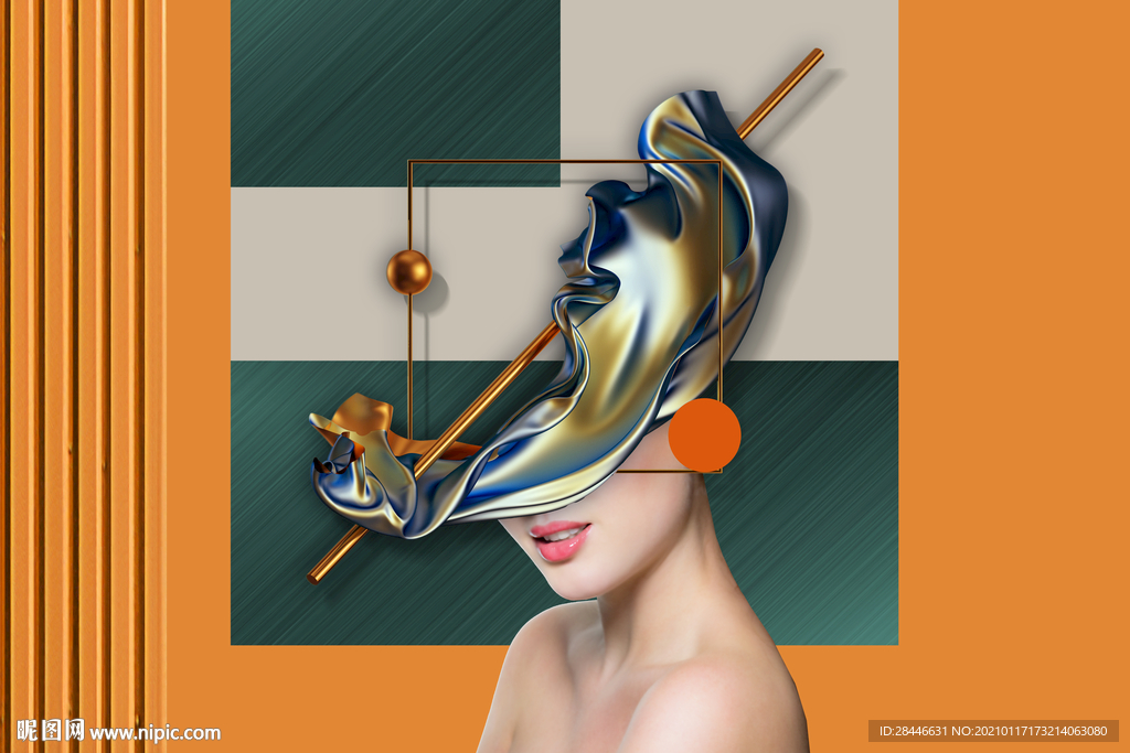 爱马仕美女北欧装饰画