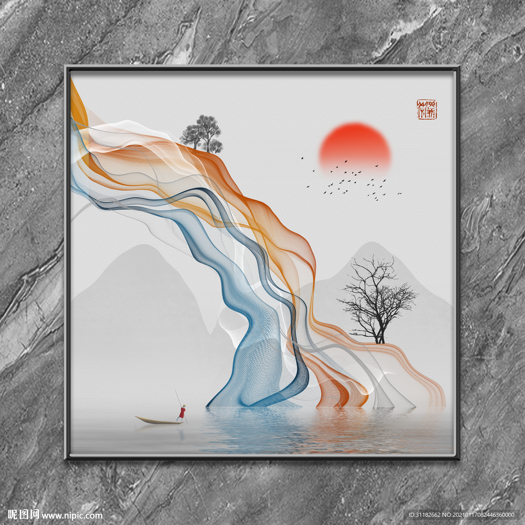 线条山水