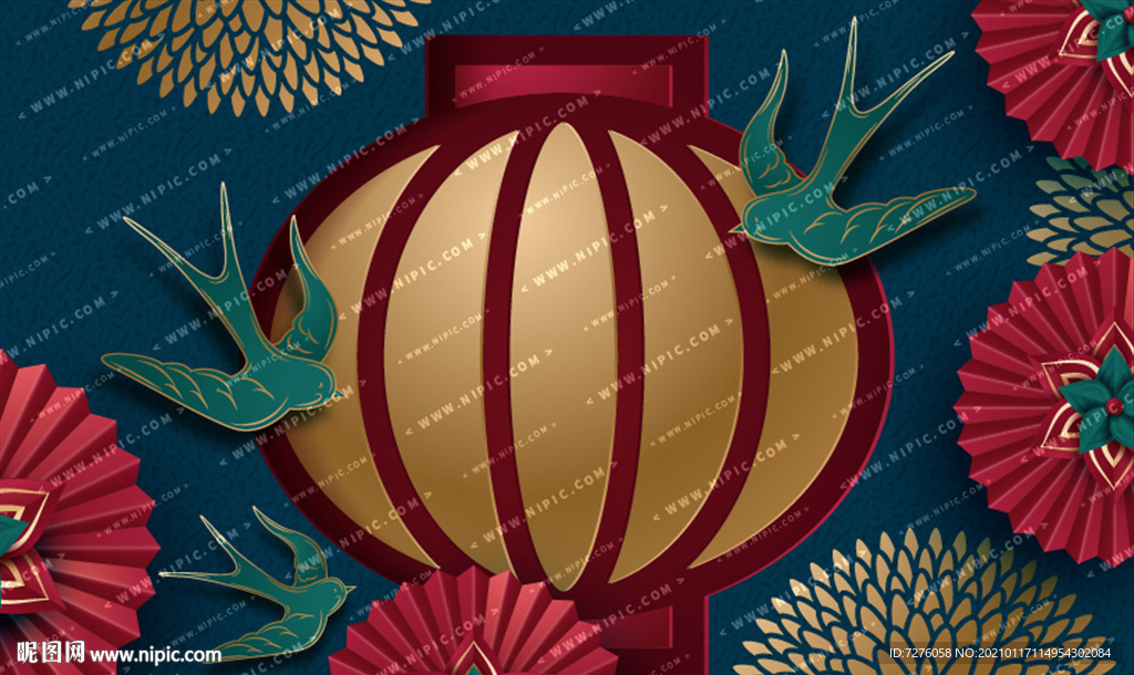 矢量团拜底图春联窗花