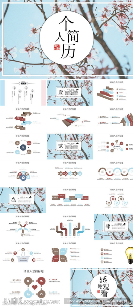 求职学生个人简历PPT素材