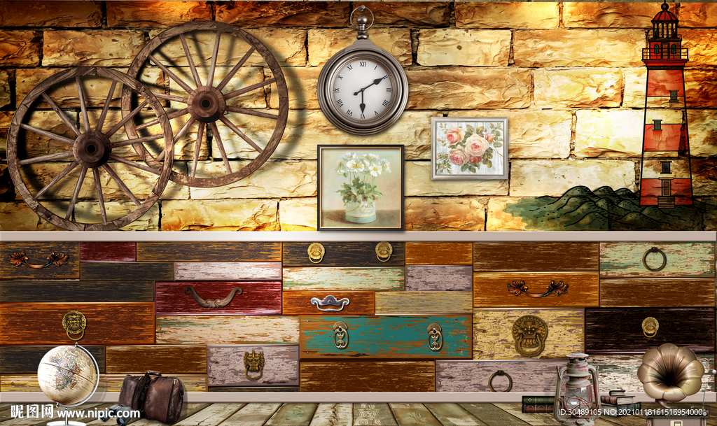 复古怀旧背景墙