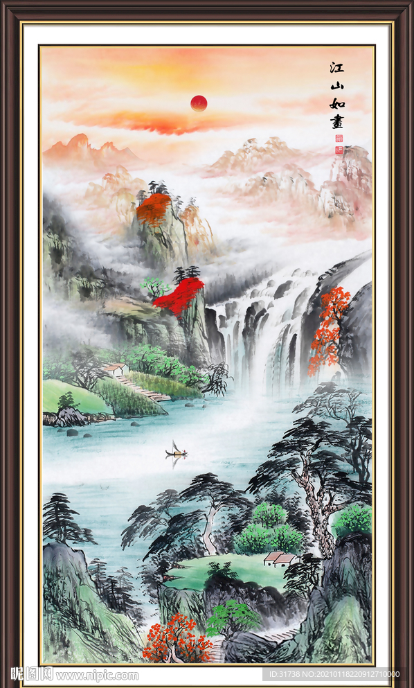 竖幅山水画