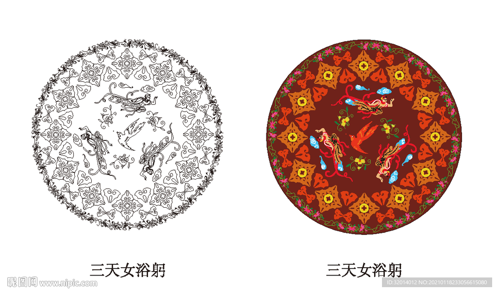 满族纹饰-三天女浴躬