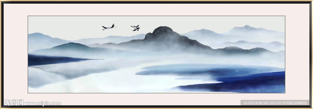 新中式装饰画水墨山水壁画