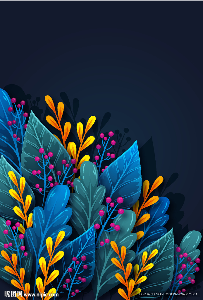 蓝光植物装饰画