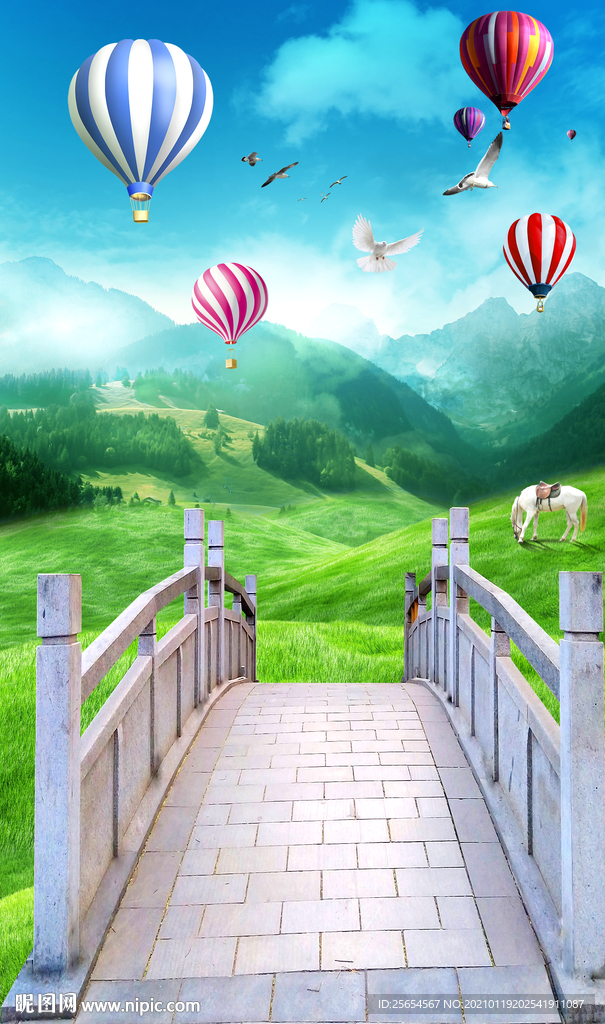 风景画玄关背景墙