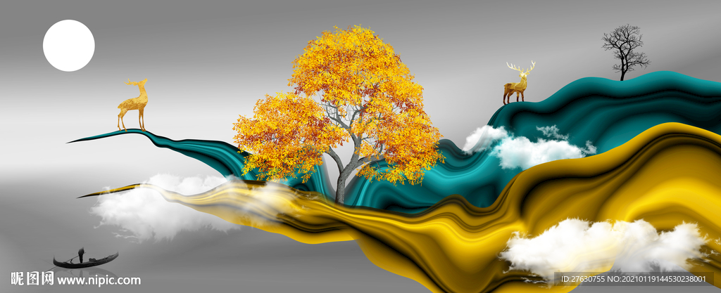 晶瓷画三联画