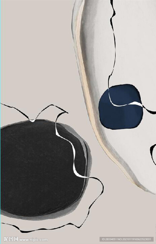 北欧抽象几何油画玄关装饰画