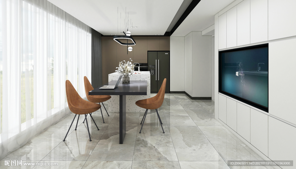 岩板瓷砖空间效果图 凯尔特灰