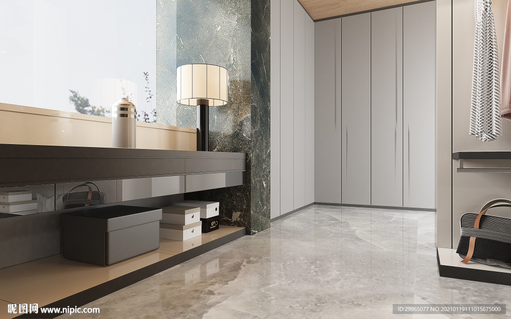 岩板瓷砖空间效果图 凯尔特灰