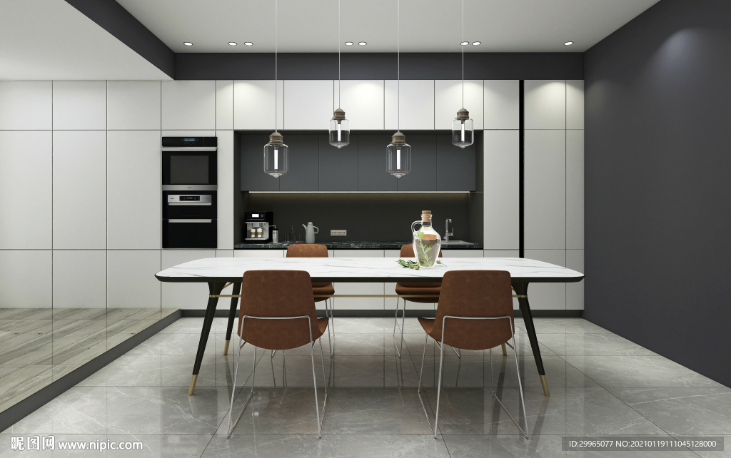 岩板瓷砖空间效果图 牛奶白