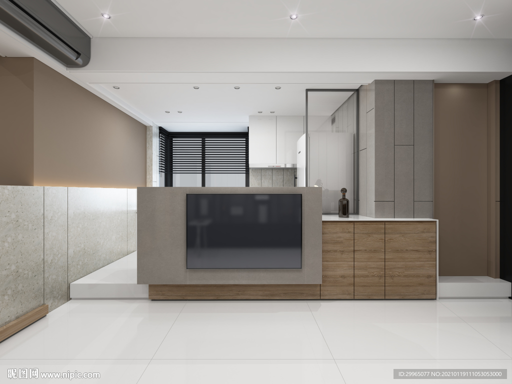 岩板瓷砖空间效果图 砂岩白色