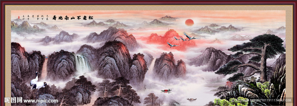 五岳独尊鸿运当头巨幅装饰画