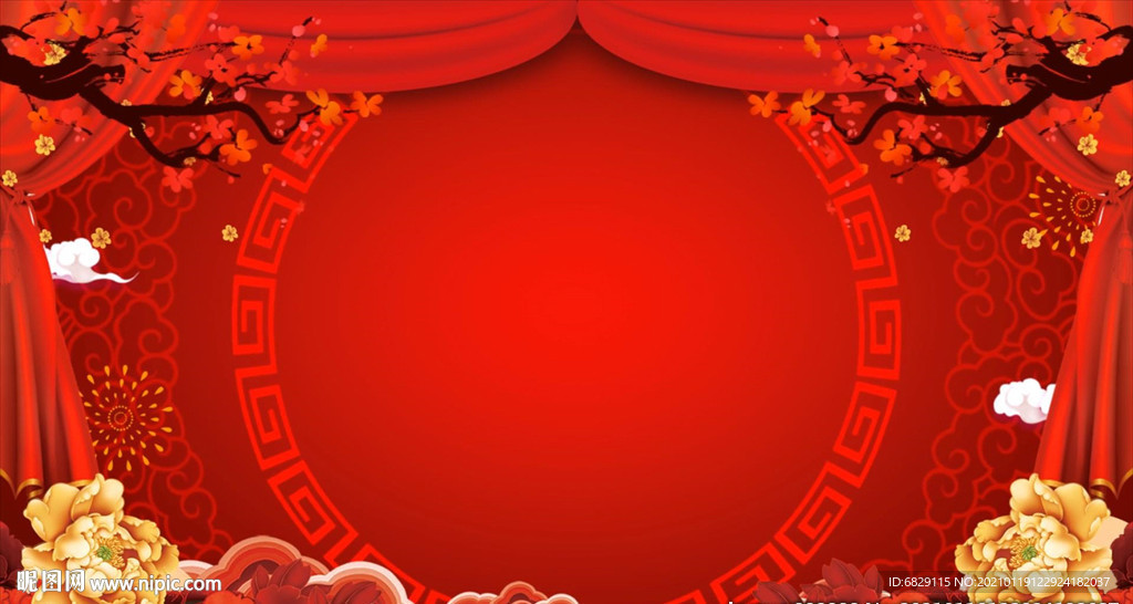 红色舞台背景视频 新年视频