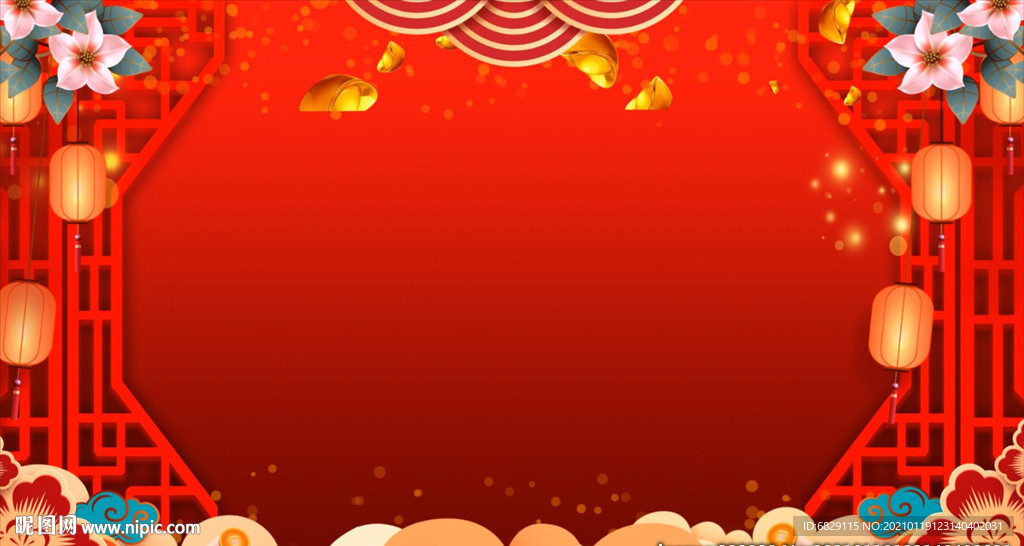 红色舞台背景视频 新年视频