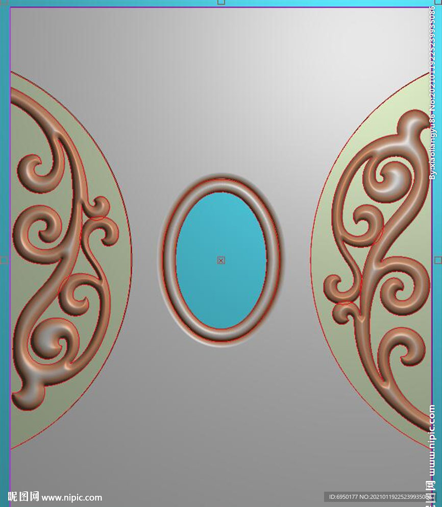 半圆洋花门花抽屉围板精雕图浮雕