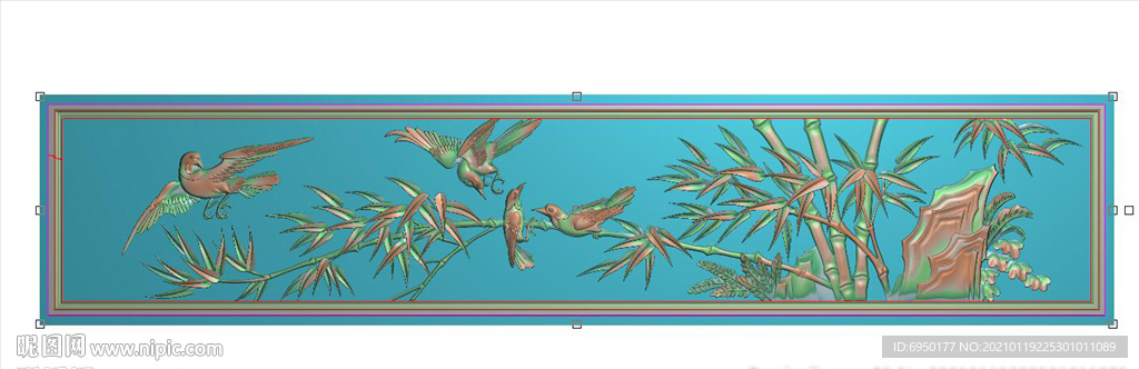 横板竹子鸟花鸟围板精雕图浮雕图