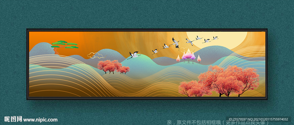 黄色高档客厅装饰画