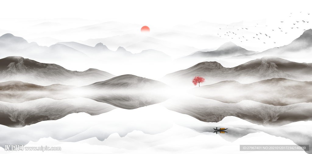 山水画水墨山水画