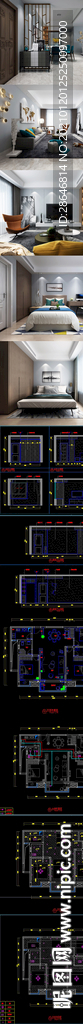 现代轻奢家装CAD 效果图