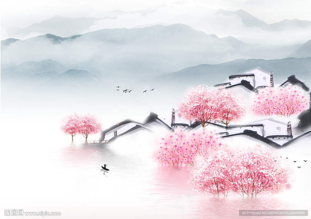 新中式民俗风景山水装饰画