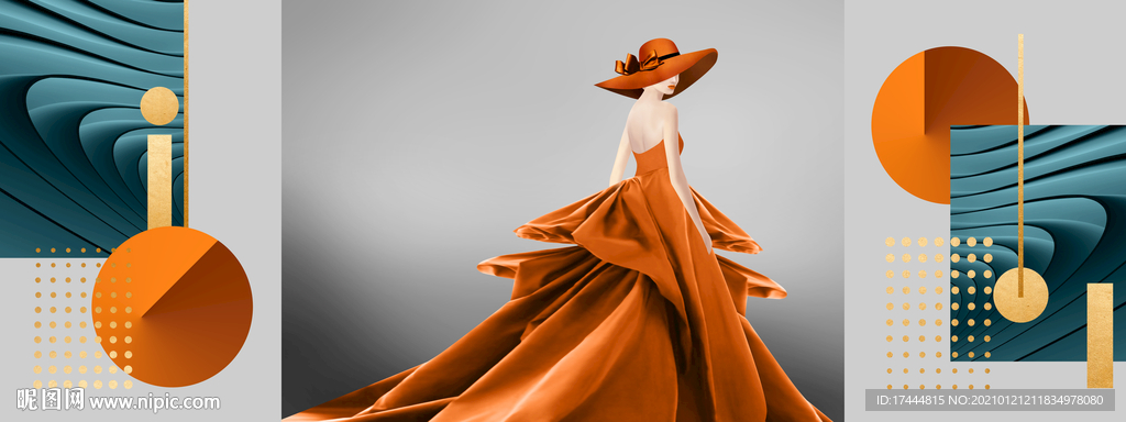 北欧抽象立体美女人物重彩玄关画