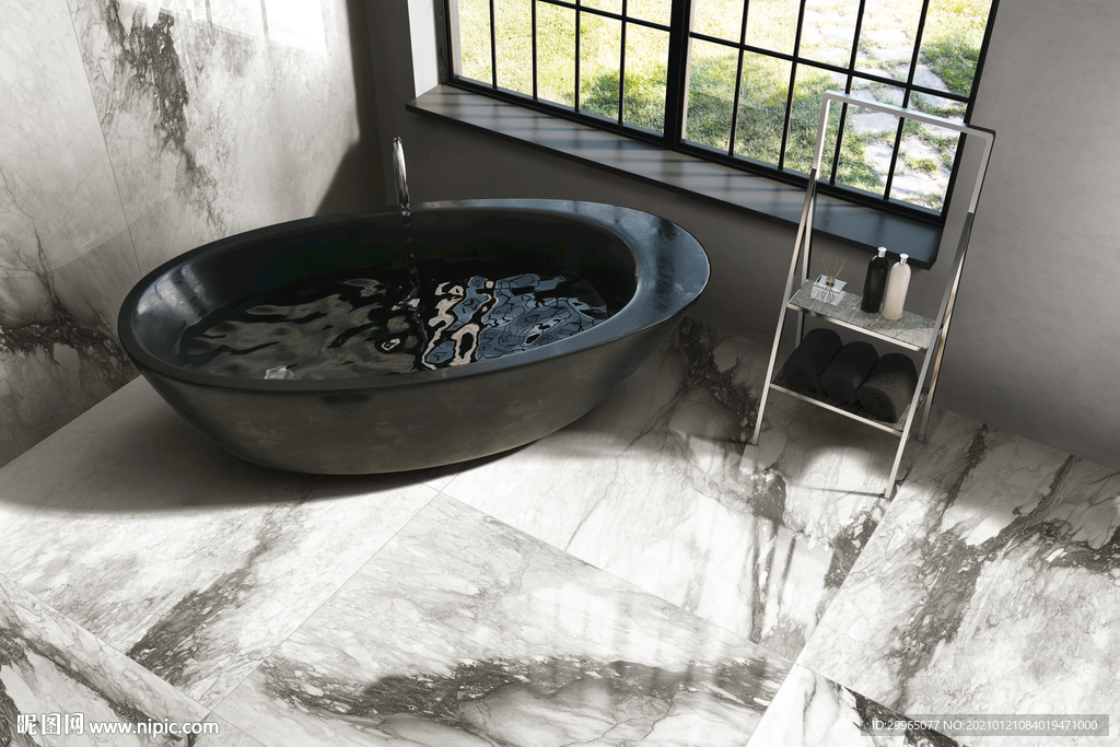 岩板瓷砖空间效果图 熊猫白