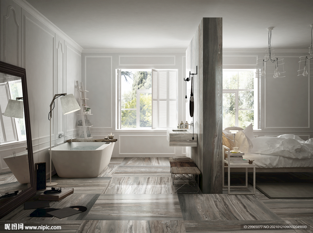 岩板瓷砖空间效果图 蓝金沙