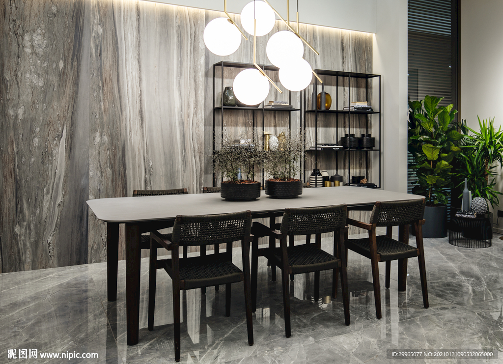 岩板瓷砖空间效果图 蓝金沙