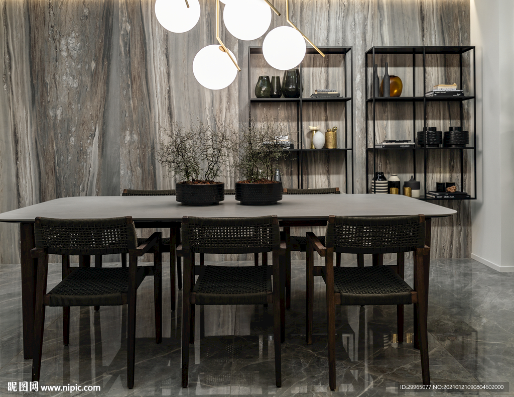 岩板瓷砖空间效果图 蓝金沙