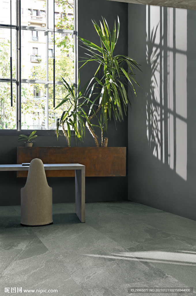 岩板瓷砖空间效果图 自然竹烟