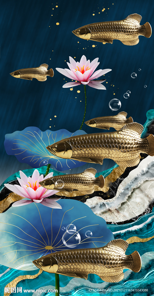 玄关发财鱼装饰画