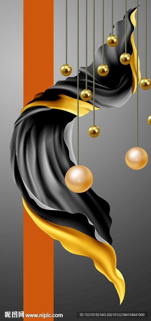 金色丝绸玄关背景墙