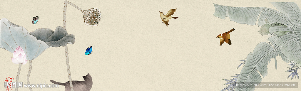 中式民俗古风水墨床头画装饰画