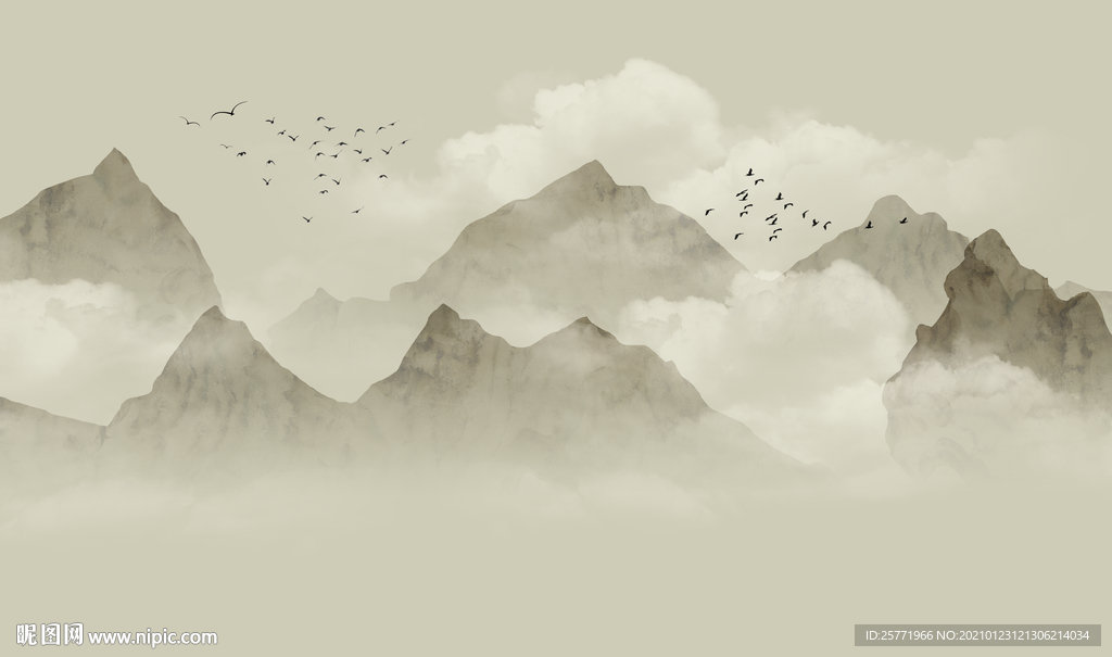 禅意山水背景墙