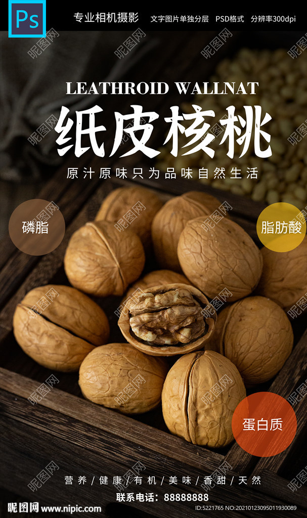 纸皮核桃坚果