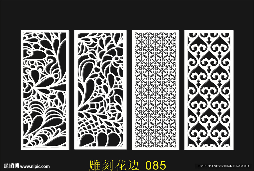 中式镂空花型 底纹边框 雕刻花