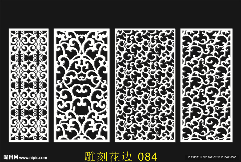 中式镂空花型 底纹边框 雕刻花