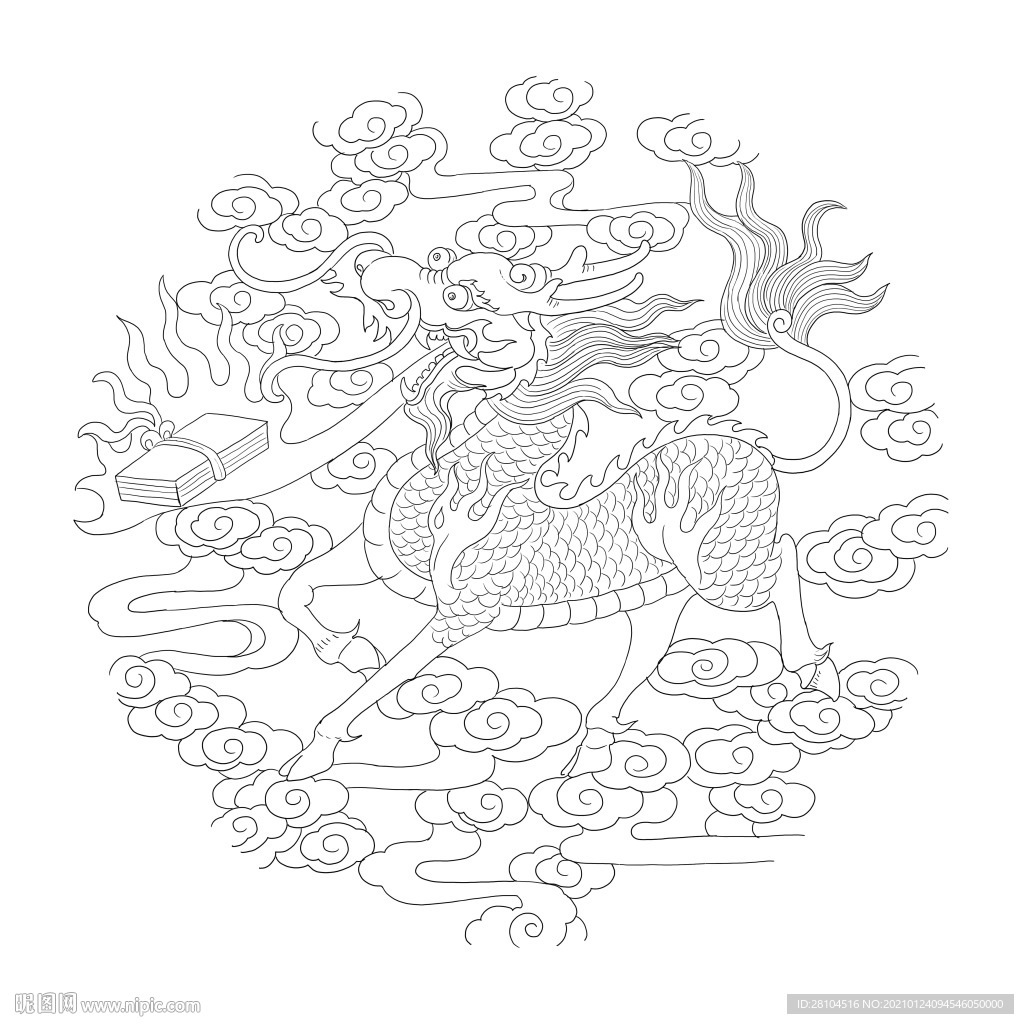 中国麒麟画法简单图片