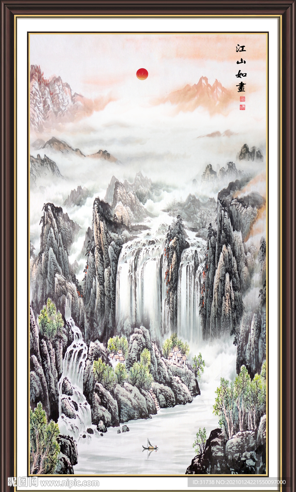竖幅山水画