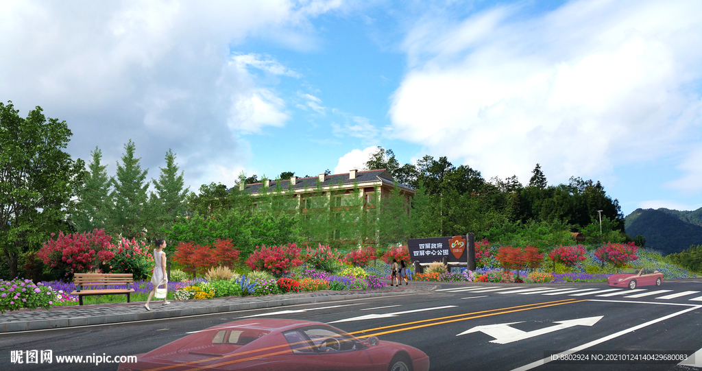 道路花境景观设计效果图
